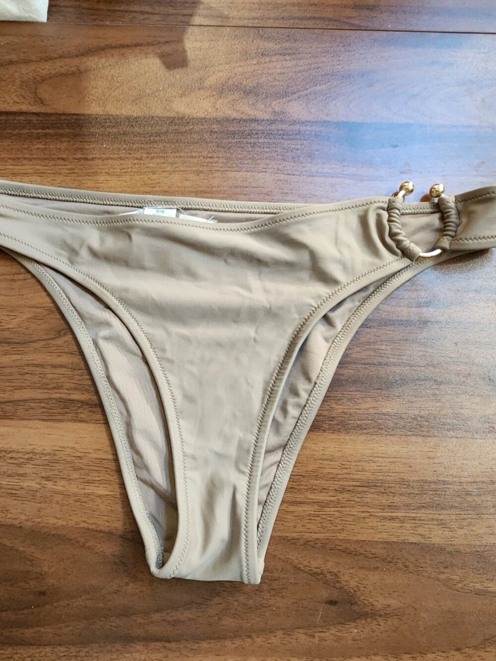 AERIE - Women's High Cut Side Ring Bikini Swim Bottoms Taupe - Medium - NEW NWT